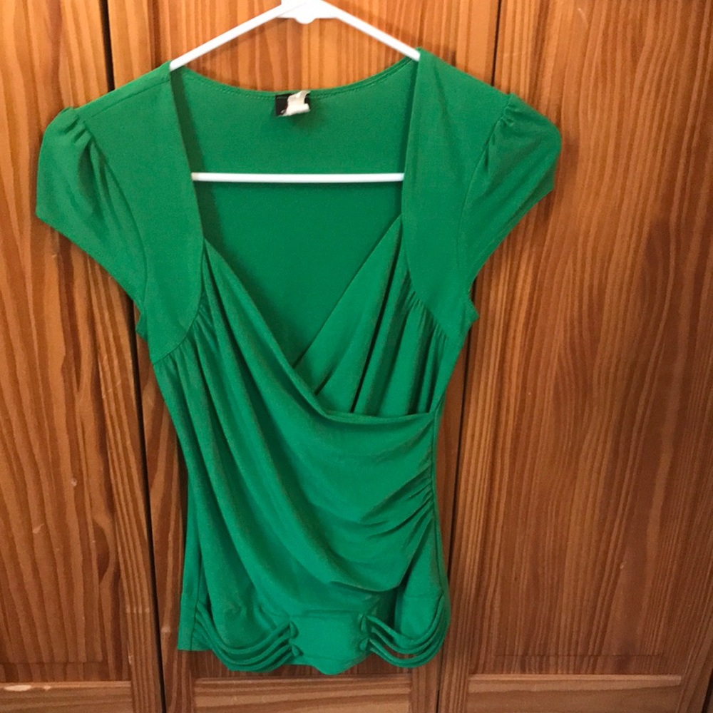 Vintage Cidani brand dark green assymetrical wrap top y2k womens small